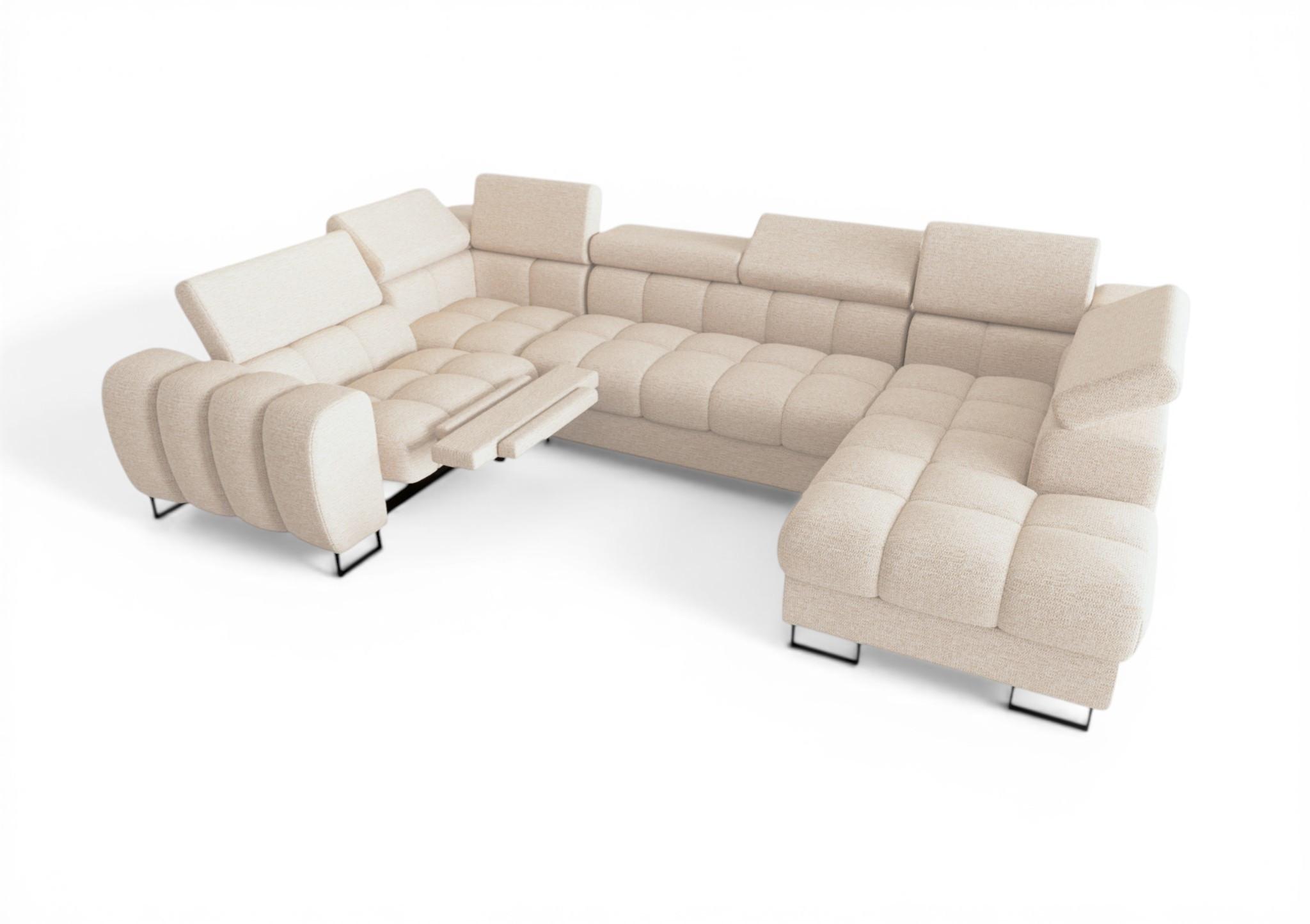 WOHNLANDSCHAFT Bastien Relax - Creme, Holzwerkstoff/Textil (350/95/198cm) - Fun Möbel