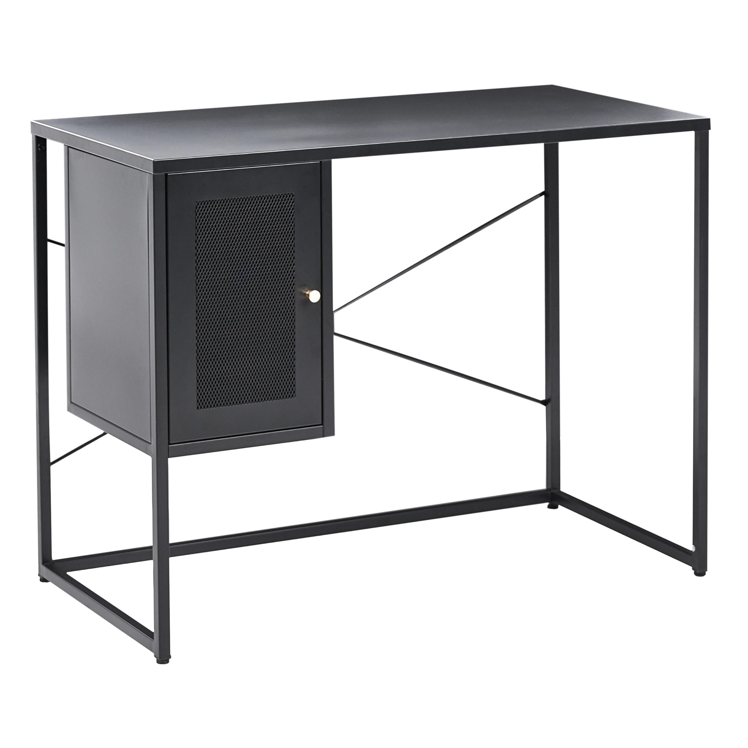 SCHREIBTISCH Schwarz 100/50 cm mit Stauraum Harjo - Schwarz, Metall (50/100/76cm) - Beliani