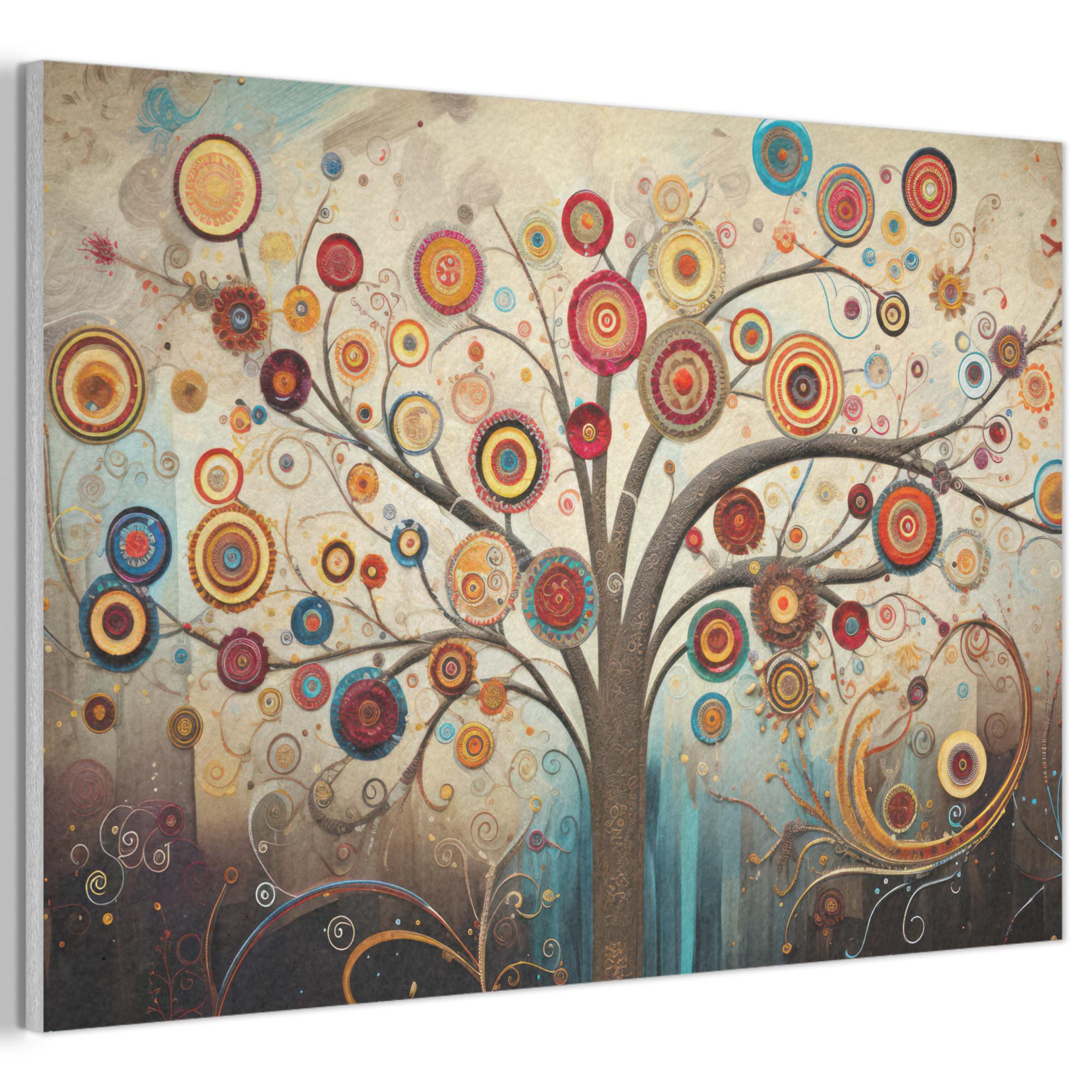 AKUSTIKBILD Baum - Baum des Lebens - Farbe Akustikpaneele 90x60 cm - Braun, Kunststoff (90/60/0.9cm) - MuchoWow