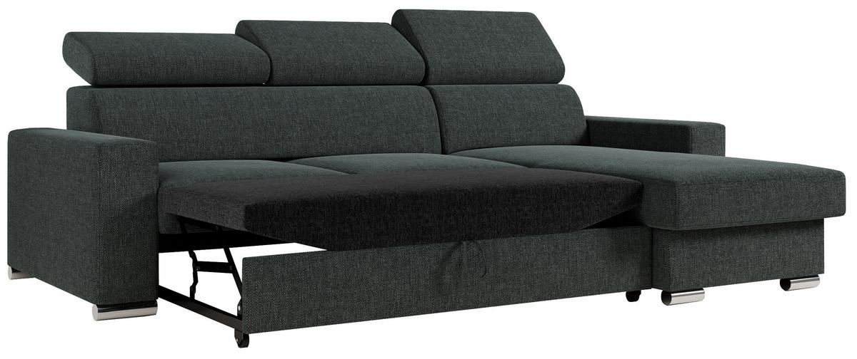 ECKSOFA FOX-L Dunkelgrau - Dunkelgrau/Silberfarben, Kunststoff/Textil (242/168cm) - MKS
