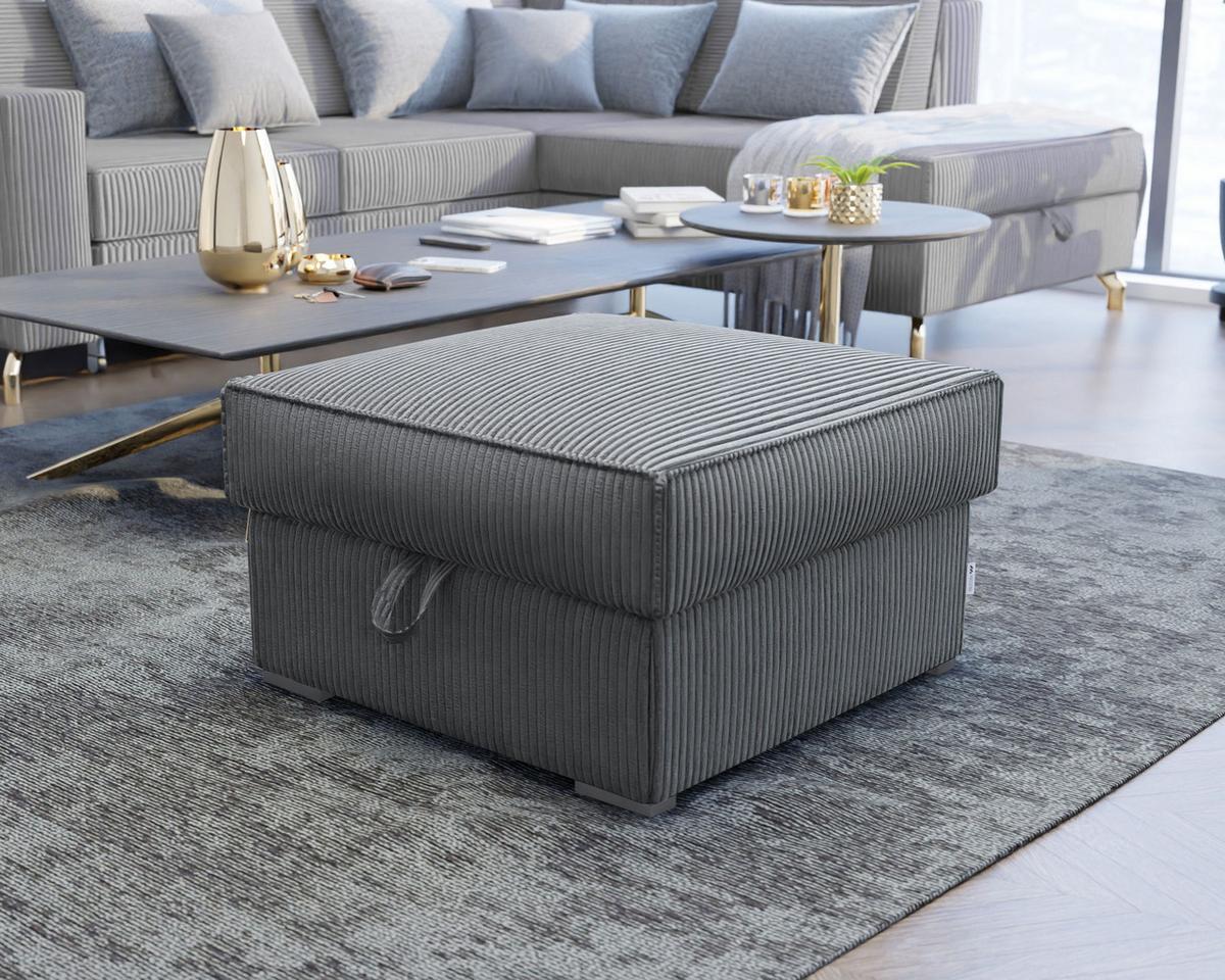 POUF FERA Grau 65x65 cm - Grau, Textil (65/38/65cm) - MASSENO