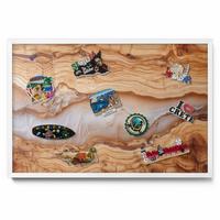 MAGNETTAFEL 60x40 cm Weißer Rahmen Holzstruktur Mit Harz - Nussbaumfarben, Metall (60/50/0.4cm) - TULUP