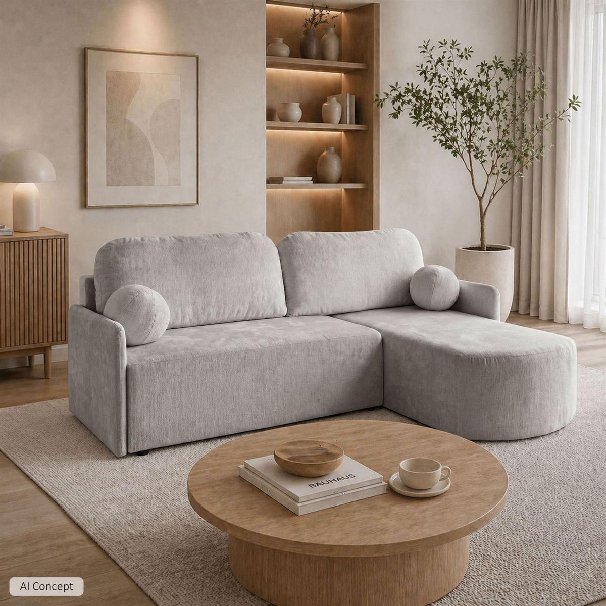 ECKSOFA BLISS mit Schlaffunktion und Bettkasten Harmony 80 - Grau, Textil (212/160cm) - Lookway