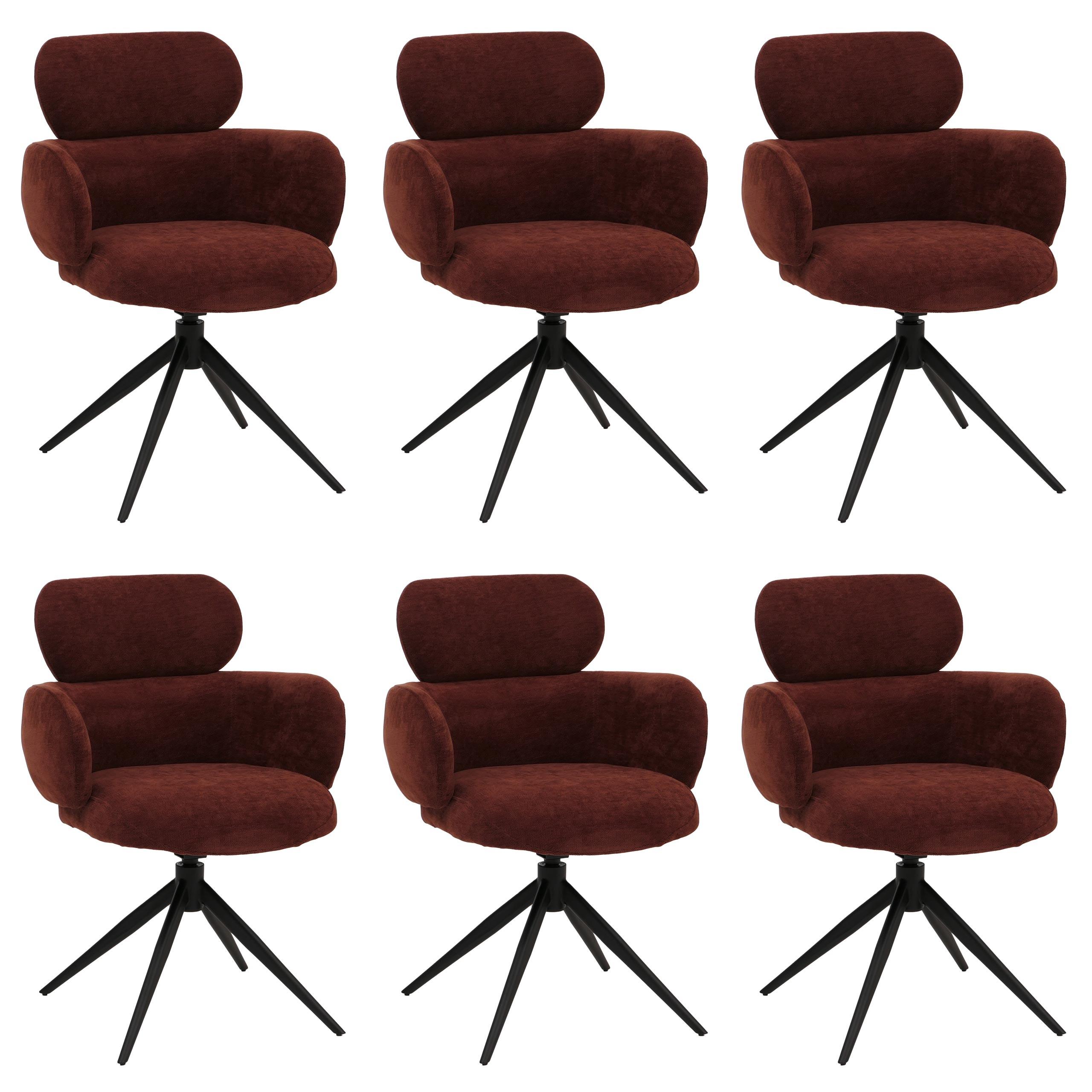 ESSZIMMERSTUHL Rotbraun 6er-Set - Rotbraun, Textil (61/86/69cm) - MCW