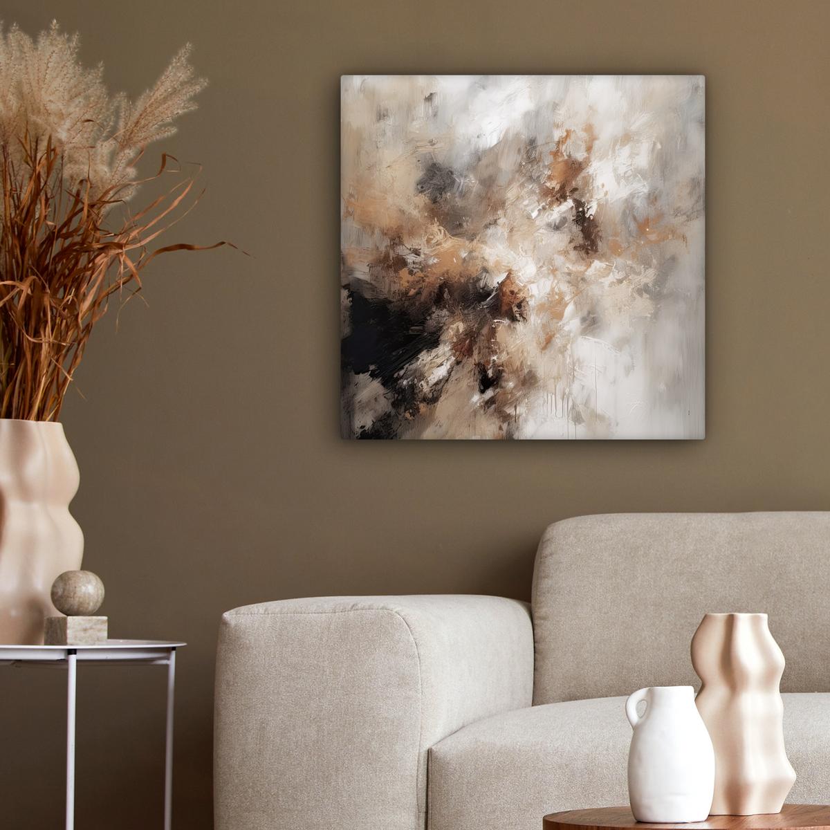 LEINWANDBILD Farbe - Abstrakt - Beige - Kunst Wandbild Wohnzimmer 50x50 cm - Greige, Textil (50/50cm) - MuchoWow
