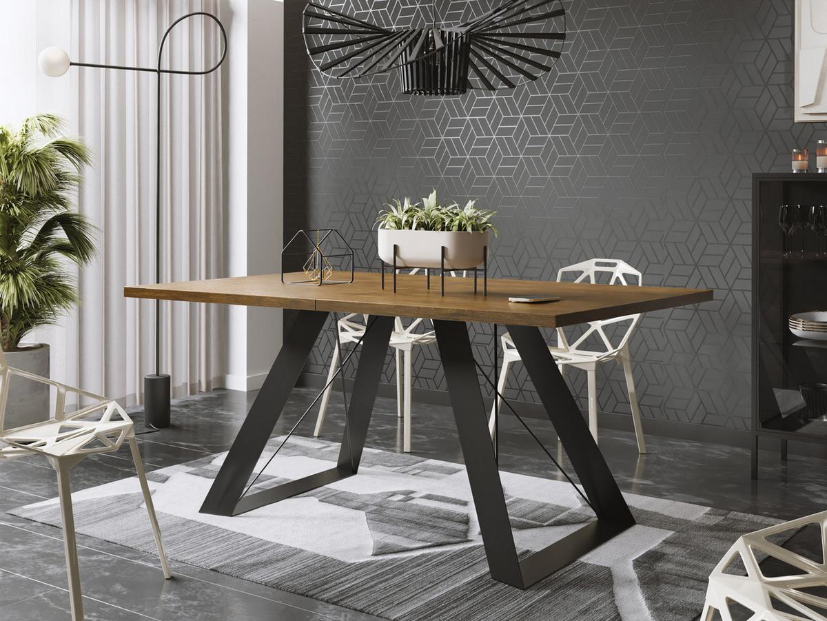 ESSTISCH Colter rechteckig ausziehbar, Lefkas Eiche 140-240/80/76 cm - Alteiche/Schwarz, Holzwerkstoff/Metall (80/240/76cm) - WFL GROUP