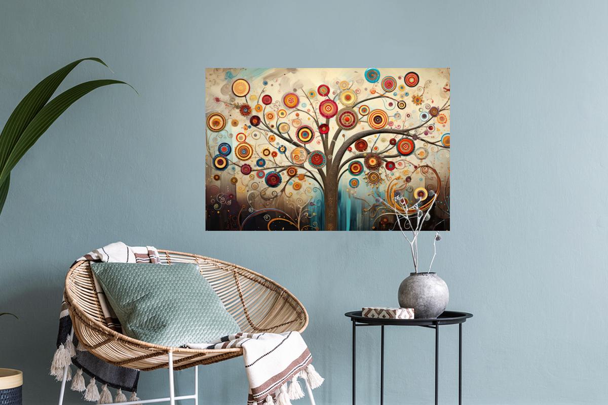 WANDTATTOO Baum - Baum des Lebens - Farbe Deko Wohnzimmer 60x40 cm - Braun, Kunststoff (60/40/0.1cm) - MuchoWow