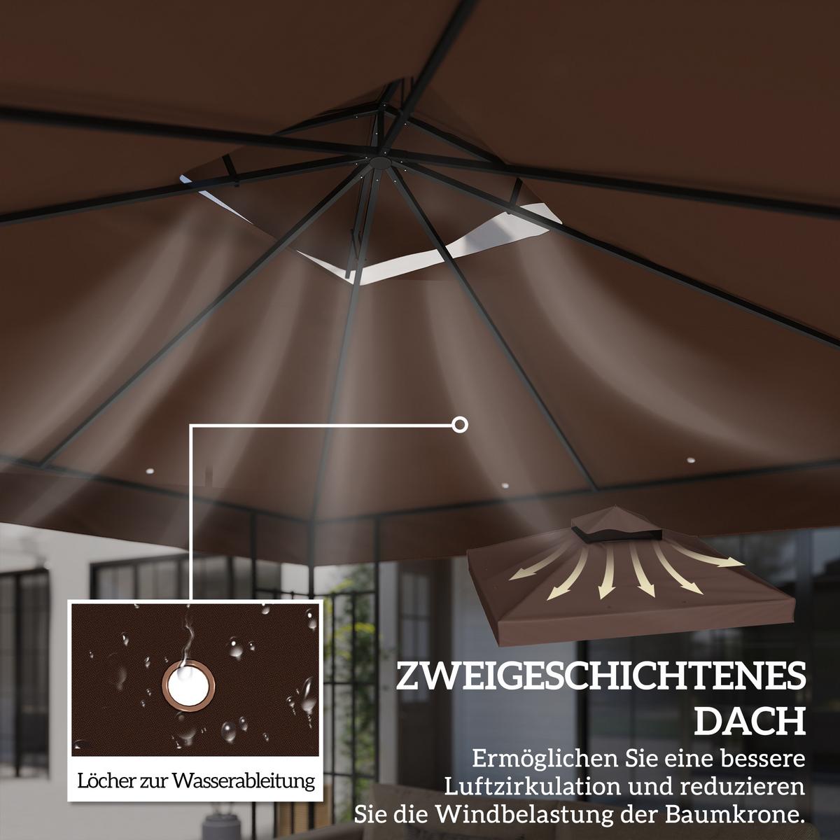 PAVILLON-ERSATZDACH aus Polyester Kaffee - Braun, Textil (300/1/300cm) - Outsunny