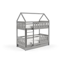 ETAGENBETT ELENA mit Bettkasten 80x190 cm Hellgrau - Hellgrau, Holz (80/190cm) - MASSENO