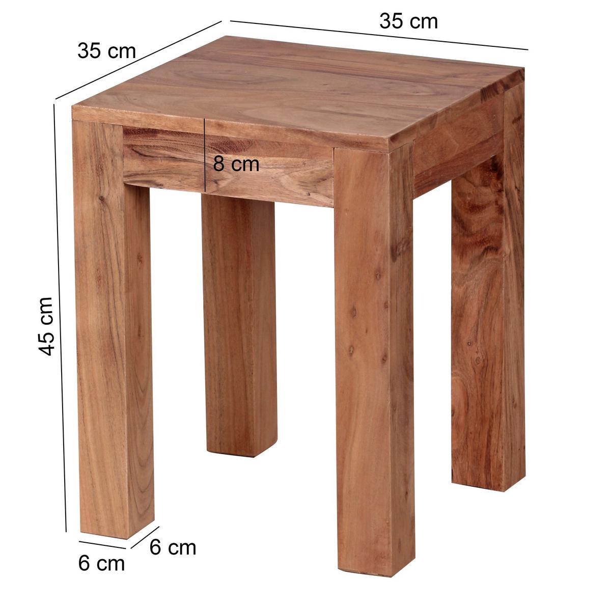 COUCHTISCH Massivholz Handgefertigt Edelholz Design, Beige 35x35x45 cm - Beige, Holz (35/35/45cm) - KADIMA DESIGN