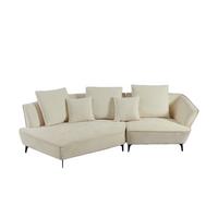 DESIGNSOFA GARBO Cremeweiß Webstoff - Creme/Schwarz, Textil/Metall (280/92/158cm) - KAWOLA