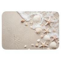 BADEMATTE Muscheln - Seesterne - Strand 90x60 cm - Sandfarben/Creme, Textil (90/60cm) - OnlyWow