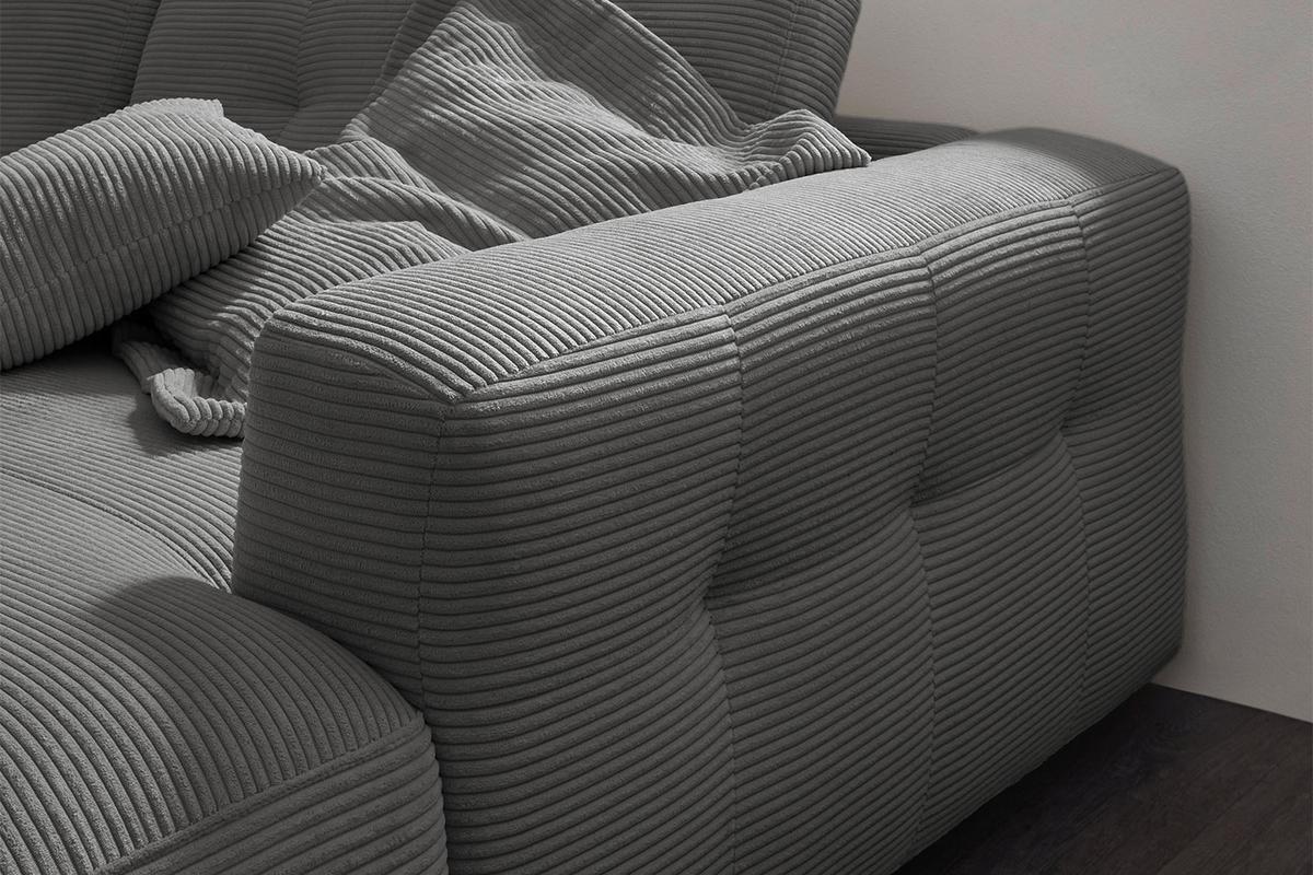ECKSOFA MIKA Grau Cord - Dunkelgrau/Schwarz, Kunststoff/Textil (276/167cm) - KAWOLA