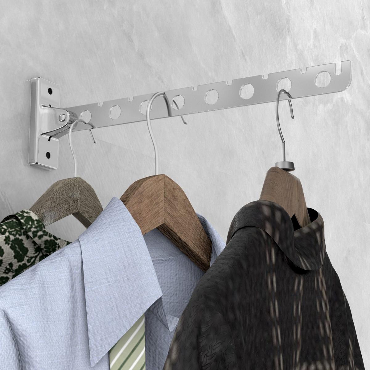 KLEIDERSTANGE Garderobenhaken 30cm Länge - Silberfarben, Metall (33cm) - Intirilife