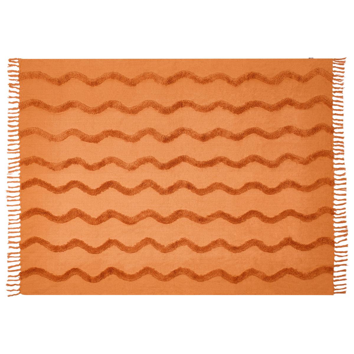 KUSCHELDECKE Baumwolle 150/200 cm Orange Khari - Orange, Textil (150/200cm) - Beliani