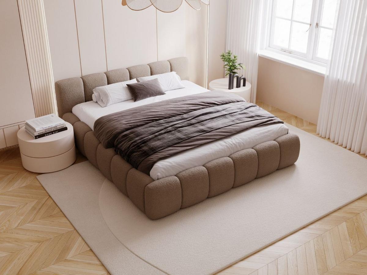 POLSTERBETT Cloud Low 180x200 Bouclé-Stoff Braun - Braun, Textil (180/200cm) - Graingold