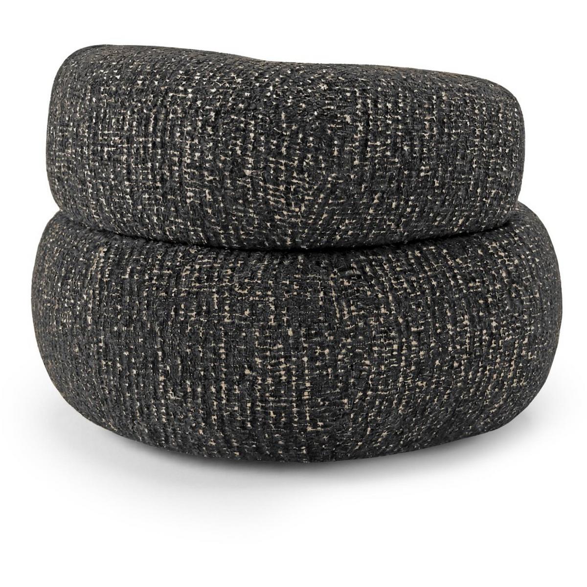 SESSEL Laila, Drehsessel mit runder Form, Schwarz, Geflecht-Stoff - Schwarz, Textil (95/75/97cm) - Beautysofa