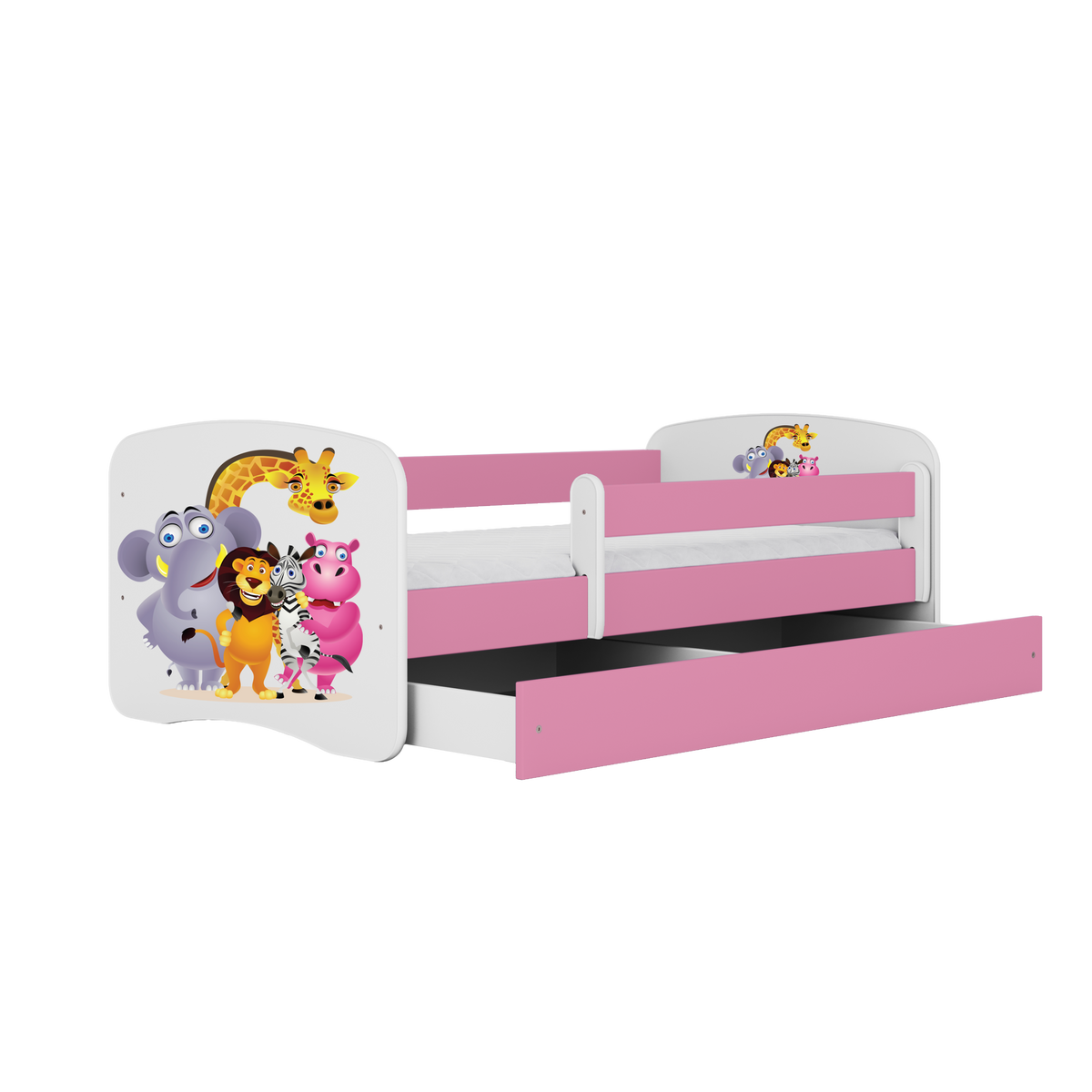 KINDERBETT ZOO mit Schublade und Matratze 160/80 - Rosa, Holzwerkstoff (80/160cm) - RAUMHIRSCH FURNITURE