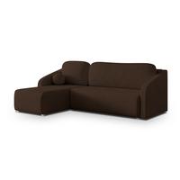 ECKSOFA MARELLO Braun Geflochtener Stoff mit Schlaffunktion - Braun, Holz (220/143cm) - MASSENO
