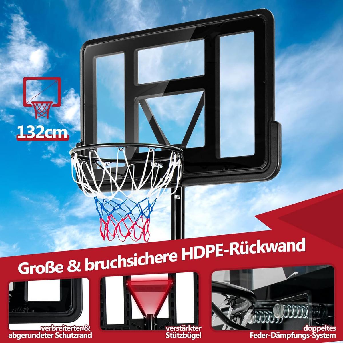 BASKETBALLANLAGE Schwarz - Schwarz, Metall (89/60cm) - COSTWAY