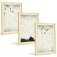 BILDER SET 3er Set - 40x60 cm Goldrahmen - Fliegende Vögel Minimalismus - Goldfarben, Kunststoff (40/60cm) - TULUP