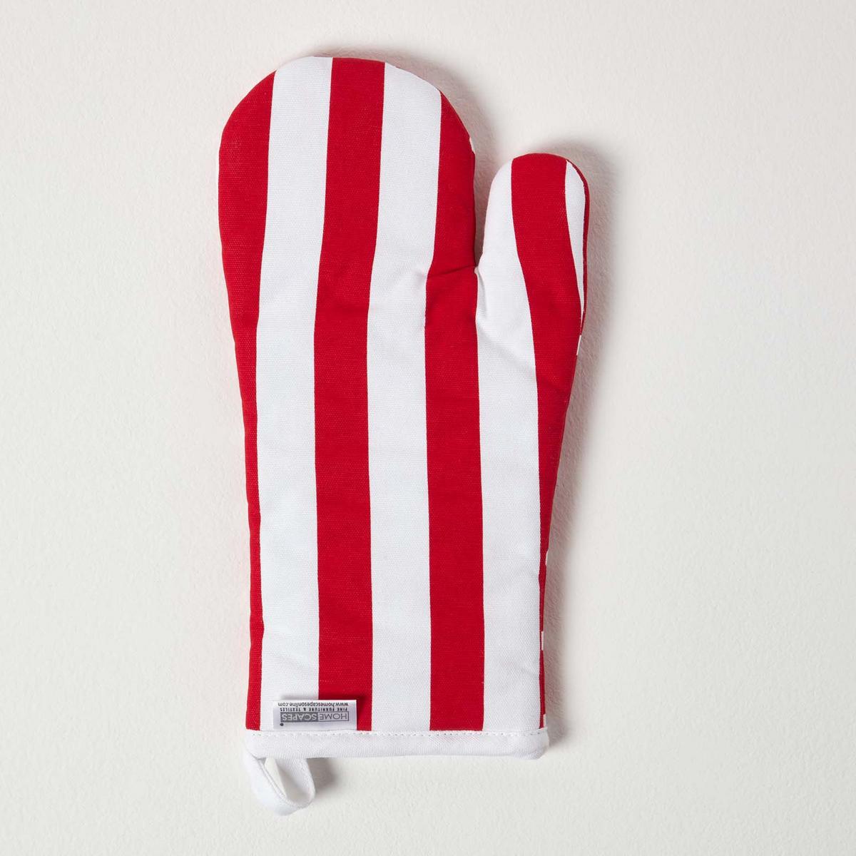 OFENHANDSCHUH Polka Dots 18/32 cm, Baumwolle wattiert - Rot, Textil (18/32cm) - Homescapes