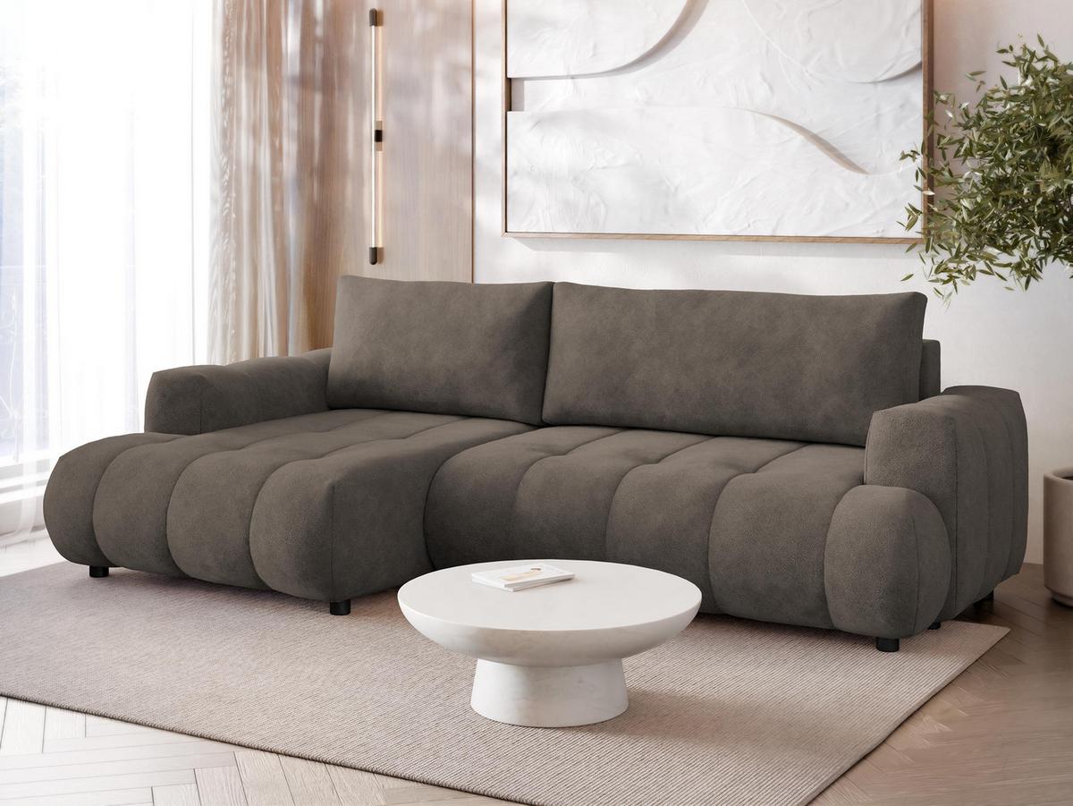 ECKSOFA Haiti, Seite: Links LC+2R - Schwarz/Braun, Holz/Textil (276/156cm) - MIRJAN24