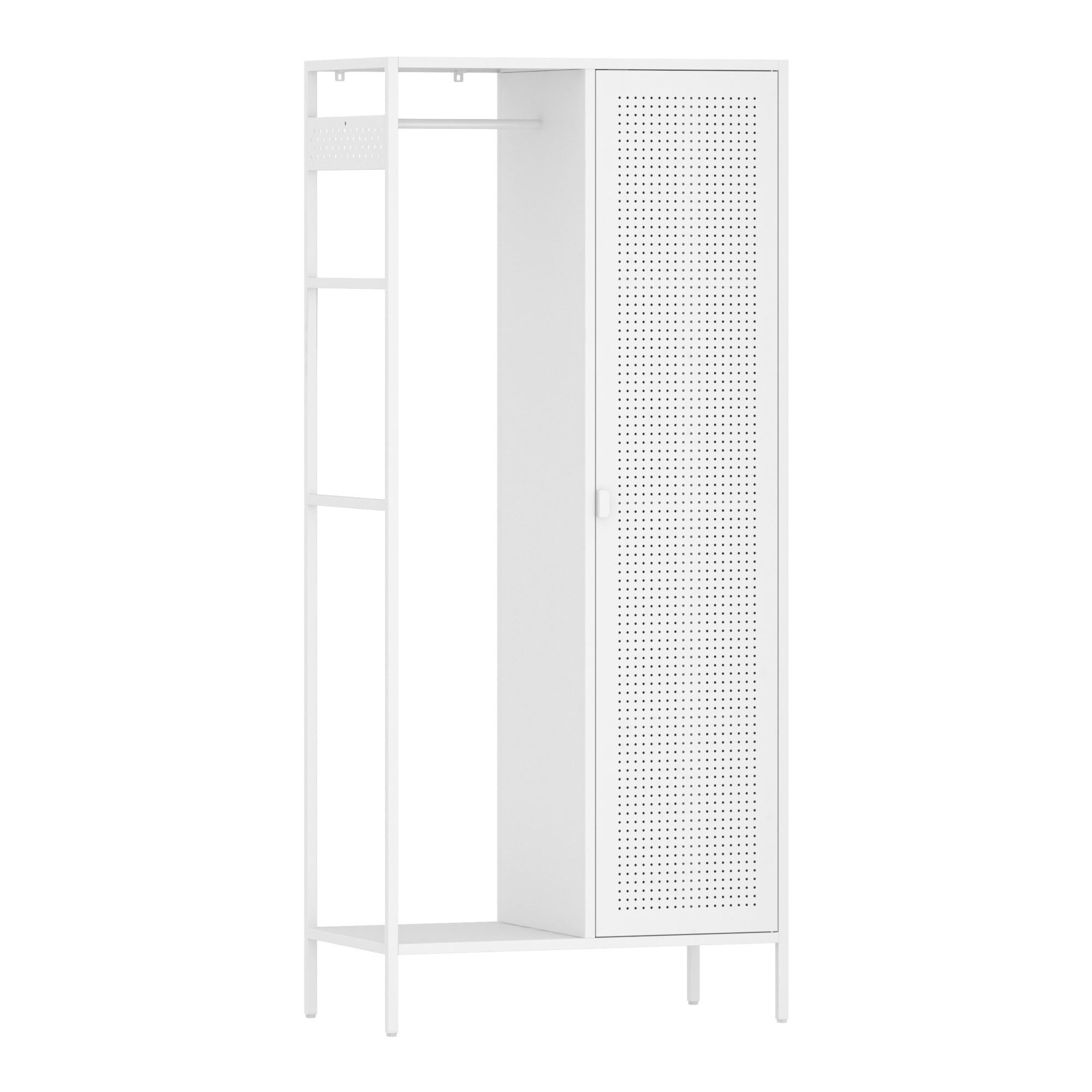 KLEIDERSCHRANK Puumala - Weiß, Metall (80/180/45cm) - [en.casa]