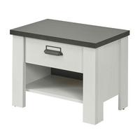 NACHTTISCH weiß Pinie und Anthrazit Landhaus, Nachtkommode mit Schubkasten 60 x 46 cm - Anthrazit/Weiß, Holzwerkstoff/Metall (60/46/39cm) - Furn.Design