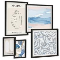 BILDER SET 5er Set - 50x50 cm & 20x30 cm & 40x60 cm Schwarzer Rahmen - Matisses abstrakte Formen - Schwarz, Kunststoff (40/60cm) - TULUP