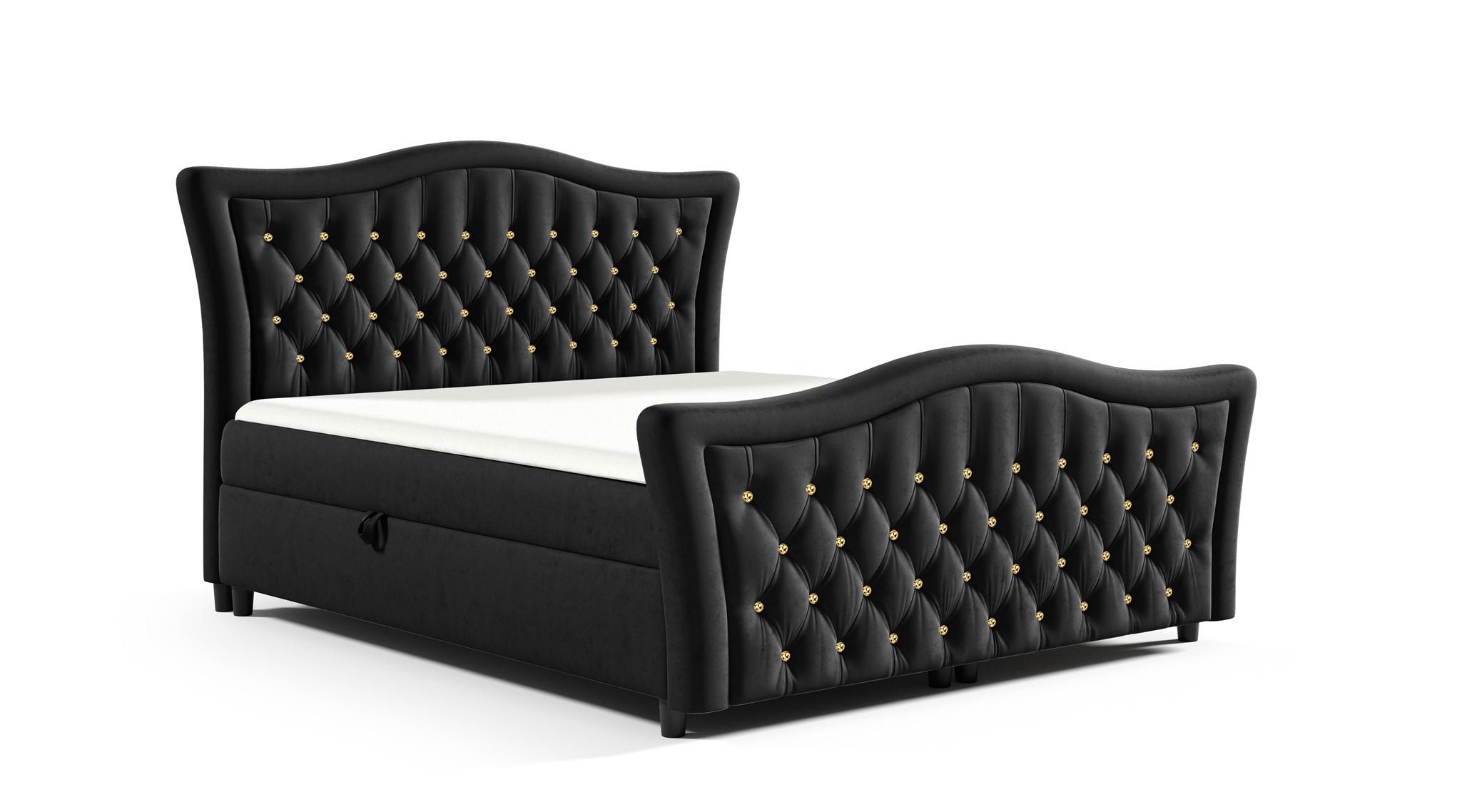 BOXBETT Turhan In Elisa Velvet - Schwarz, Holzwerkstoff/Textil (160/200cm) - Fun Möbel