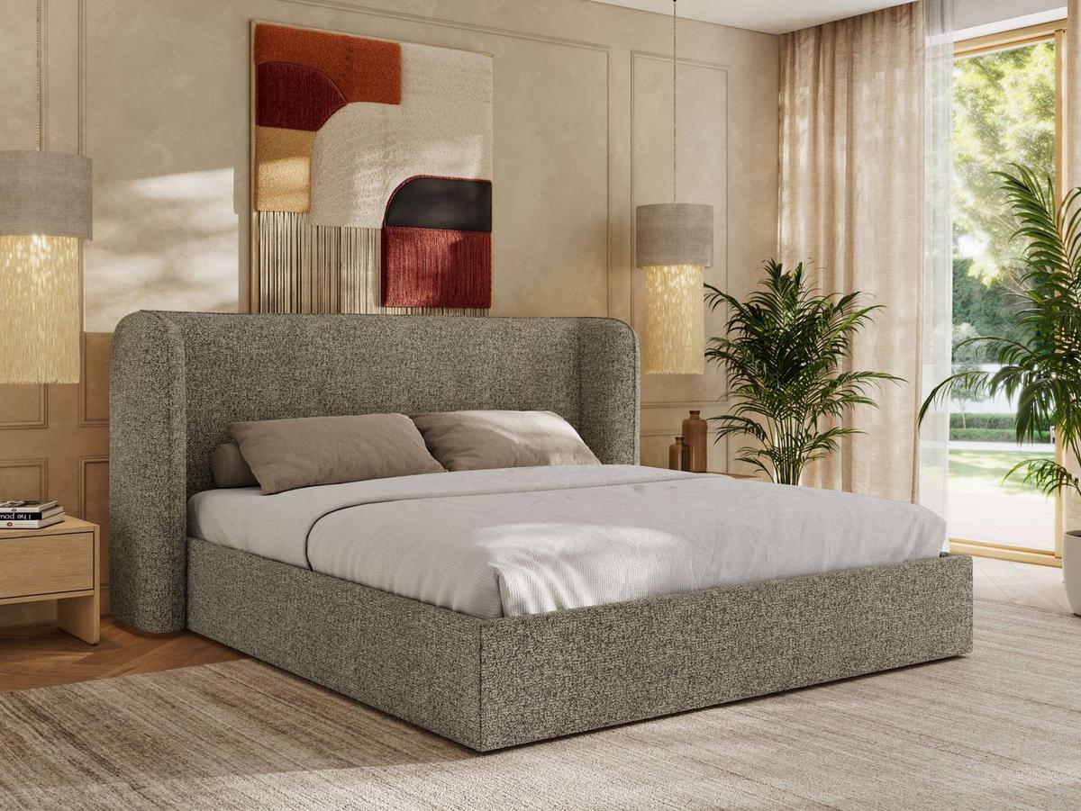 POLSTERBETT EMORA CLASSIC 180/200 - Grau Strukture - Multipocket-Matratze - Grau, Textil (180/200cm) - MKS