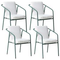 GARTENSTUHL 4er-Set Grün Asciano - Weiß/Grün, Metall (55/86/61cm) - Beliani