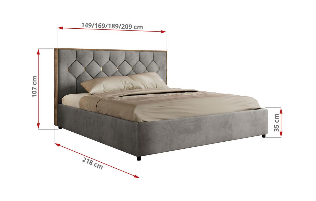 POLSTERBETT LARINO CLASSIC 180/200 - Hellgrau Velvet - Multipocket-Matratze - Hellgrau, Textil (180/200cm) - MKS