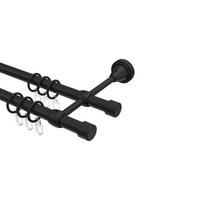 GARDINENSTANGE Primus Lucan 120 cm, 2-läufig, 16 mm Ø Schwarz - Schwarz, Metall (120cm) - INTERDECO