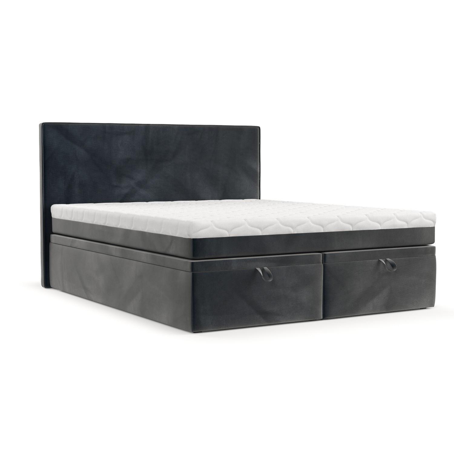 BOXBETT Zalla 200/200 cm Anthrazit im Paros Stoff - Anthrazit/Schwarz, Holz/Holzwerkstoff (200/200cm) - AltaBeds