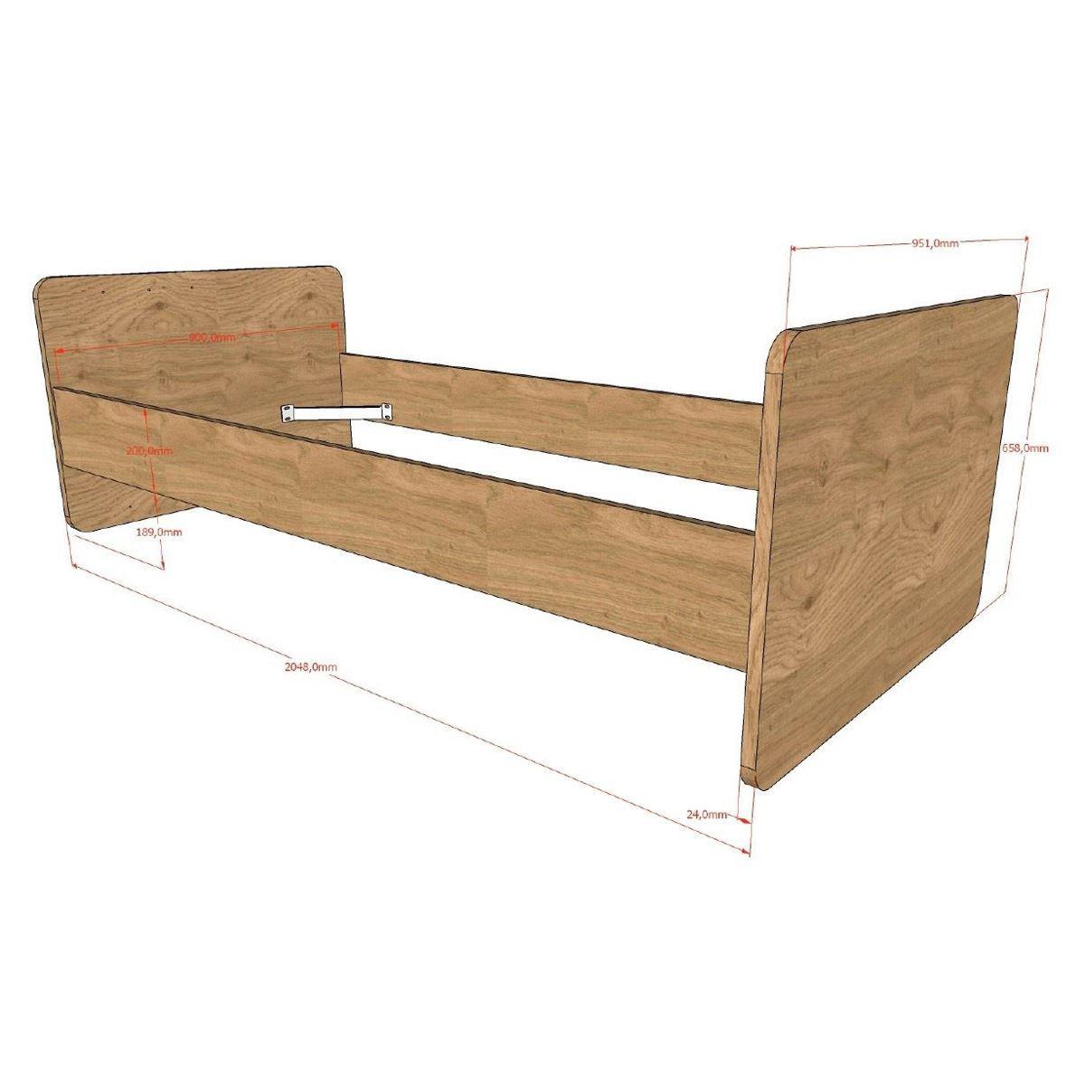 BABYZIMMER Set Keelia Eiche Melamin 3tlg Möbel - Eichefarben, Kunststoff (100/1/200cm) - 58aufmkessel