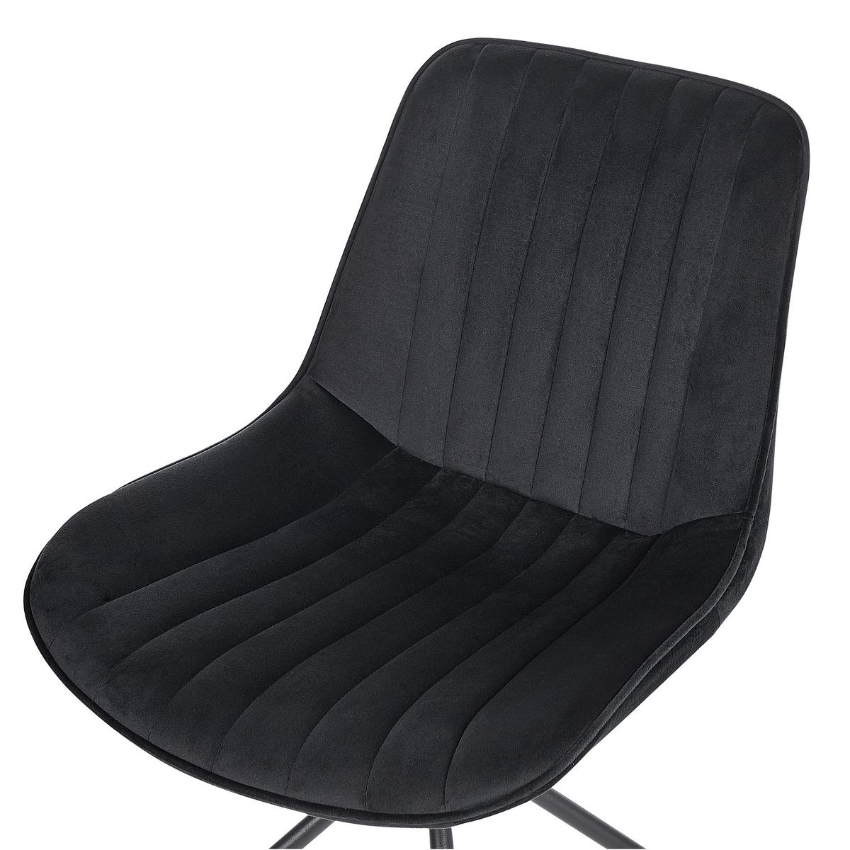 ESSZIMMERSTUHL 2er-Set Samtstoff Schwarz Navasota - Schwarz, Textil/Metall (47/83/62cm) - Beliani