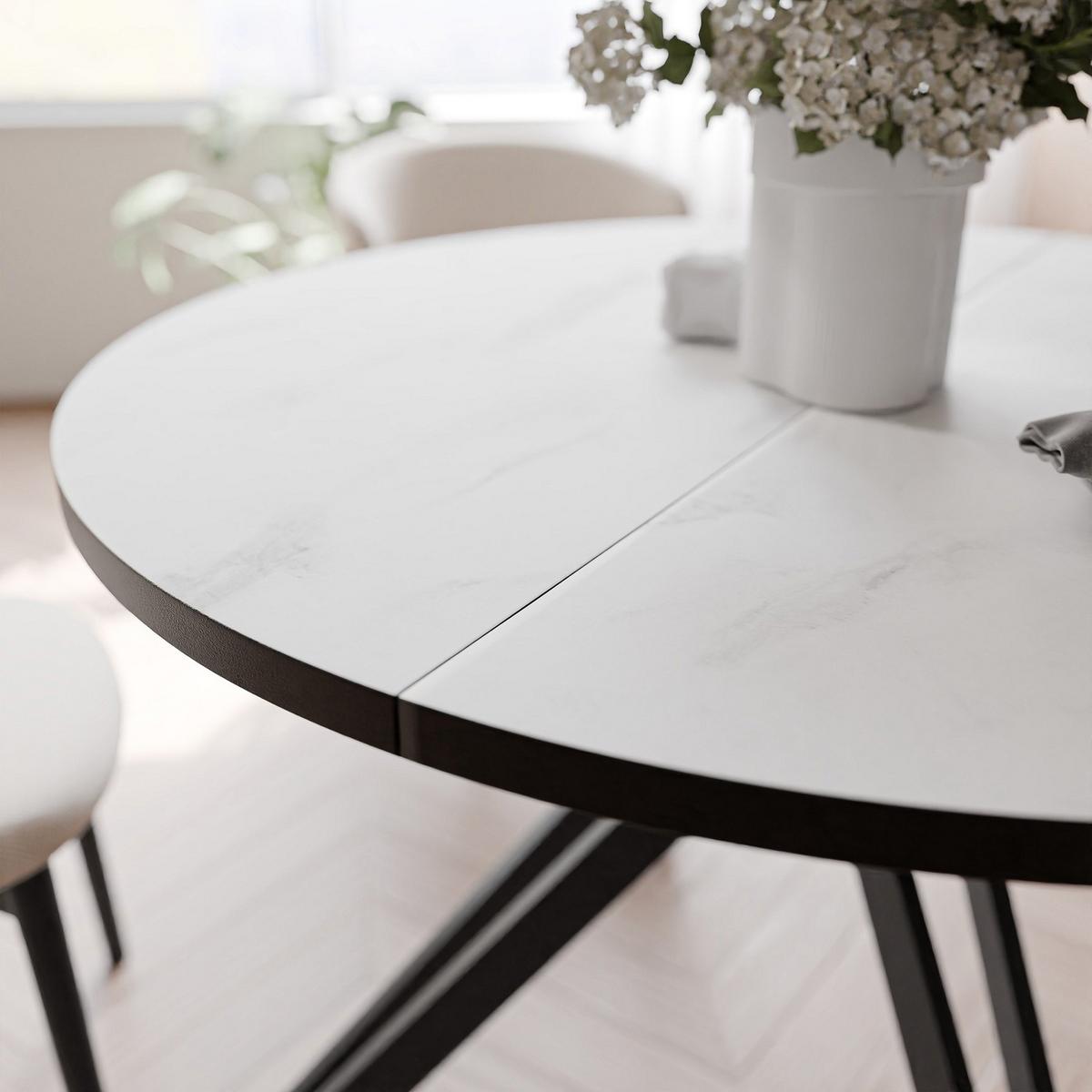ESSTISCH ausziehbar aus MDF, Weiß - Schwarz/Weiß, Holzwerkstoff (120/120/76cm) - Idohome