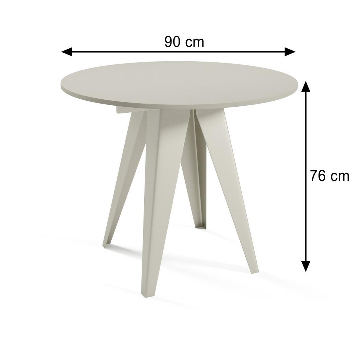 ESSTISCH Gala, Runder Tisch mit Ausziehfunktion, 90-130x90 cm, Schwarz+eiche Halifax - Eichefarben/Schwarz, Metall (90/90/76cm) - Beautysofa