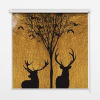 INNENROLLO - Fensterrollo - Rollo - 100x100 cm - Hirsche bei Nacht - Gelb, Kunststoff (100/100/0.5cm) - TULUP