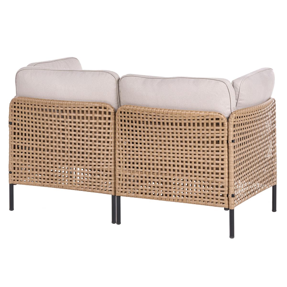 GARTENSOFA 2-Sitzer Polyrattan Hellbeige Omegana - Beige/Schwarz, Kunststoff (140/80/68cm) - Beliani