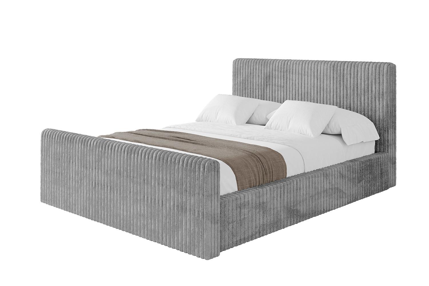 POLSTERBETT mit Bettkasten, Fußteil und Lattenrost, Boxbett mit Matratze H3/H4 - ALOVA-Z-V1 120x200 Hellgrau - Hellgrau, Holzwerkstoff/Textil (120/200cm) - ALTDECOR