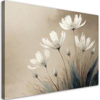 WANDBILD weiße blumen abstraktion - Beige, Textil (60/40cm) - Feeby