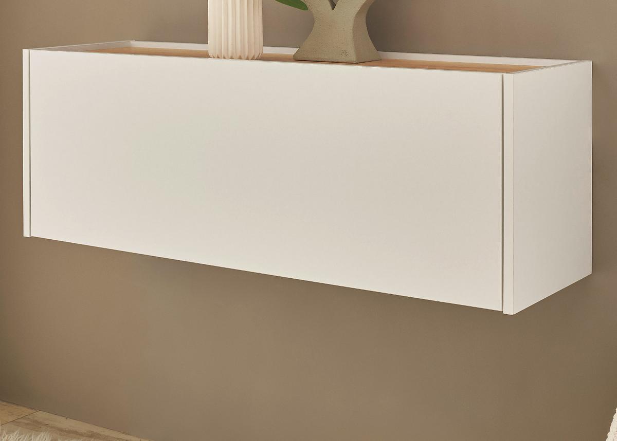 HÄNGESCHRANK weiß, Eiche Wotan 100 cm, Flurschrank mit Klappe - Eiche Wotan/Weiß, Holzwerkstoff/Metall (100/35/30cm) - Furn.Design