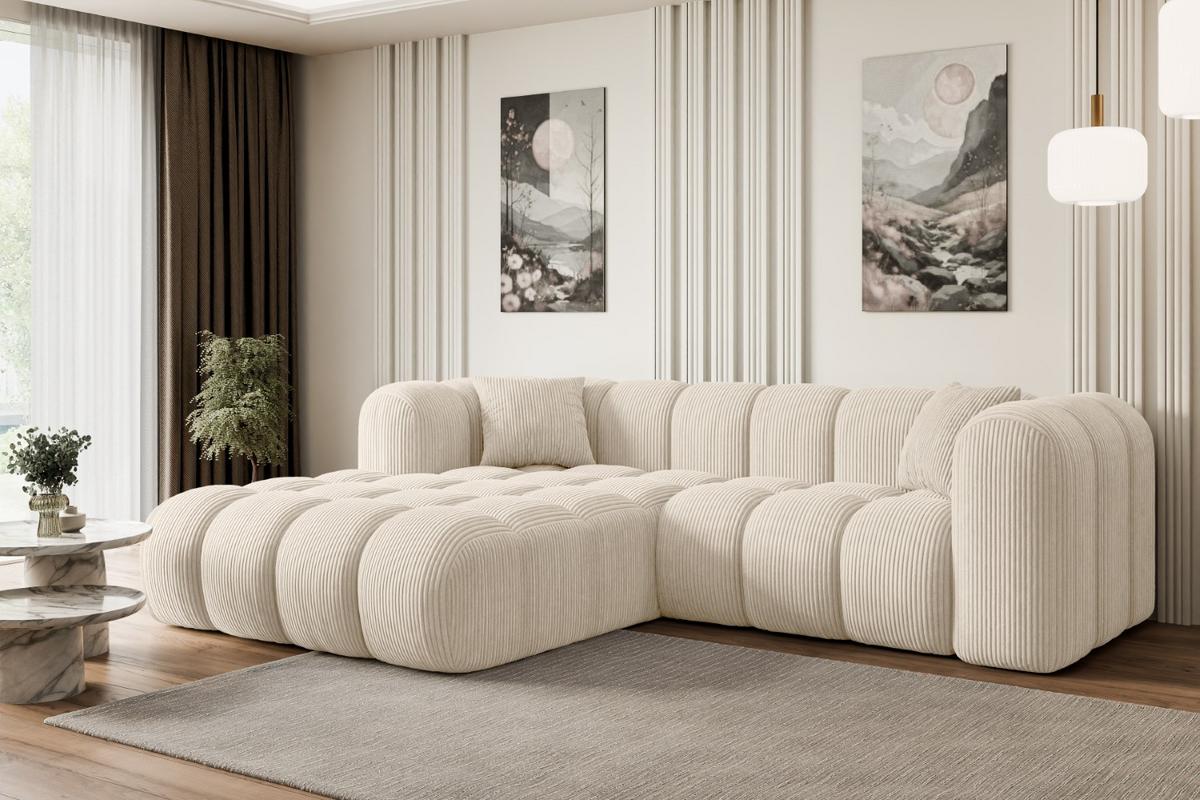 ECKSOFA Ottomane Links OLEA-L1 - 231x173x74 cm Beige - Beige/Schwarz, Holzwerkstoff/Kunststoff (190/242cm) - ALTDECOR