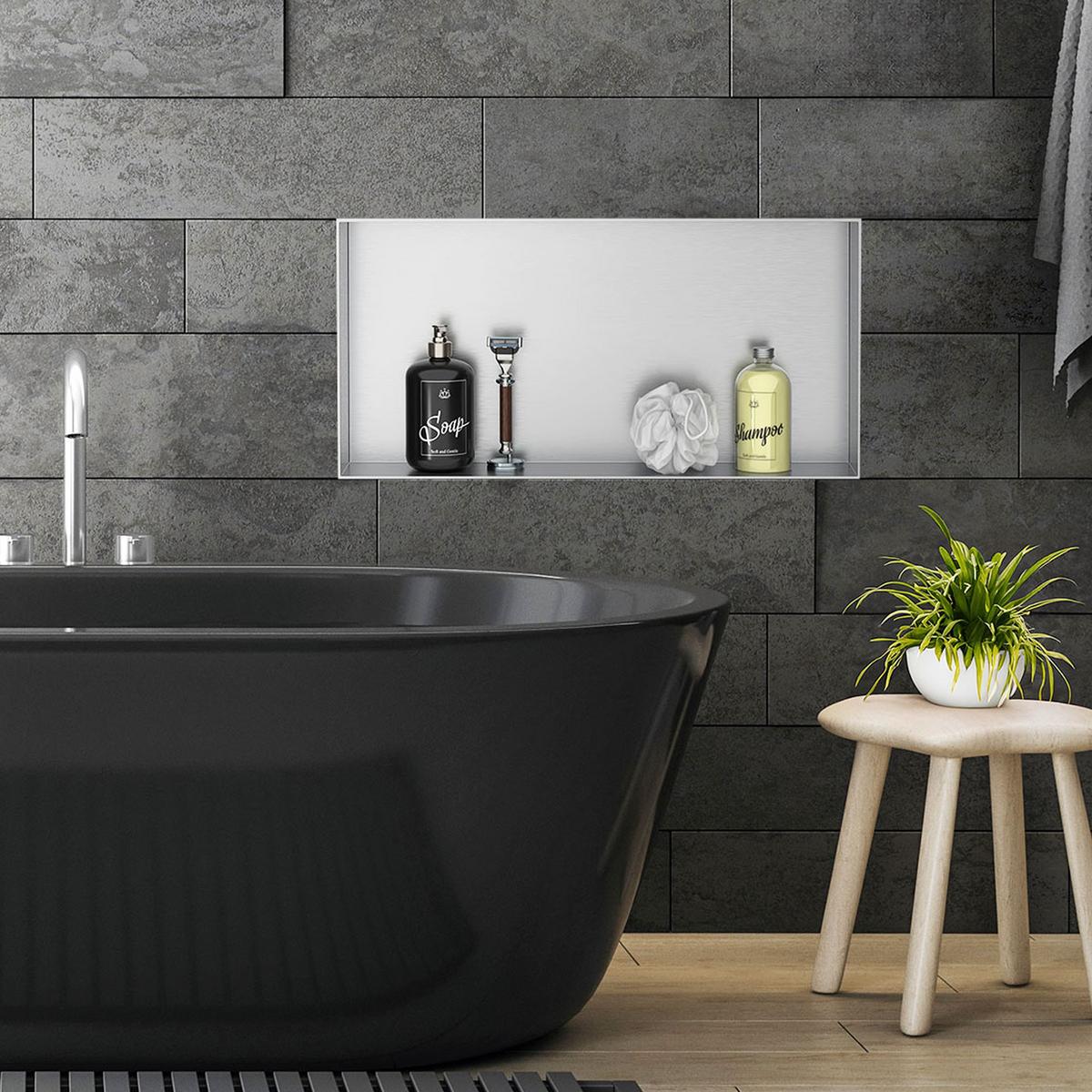 DUSCHNISCHE Silber 60/30 cm - Silberfarben, Metall (60/30/10cm) - LuxeBath