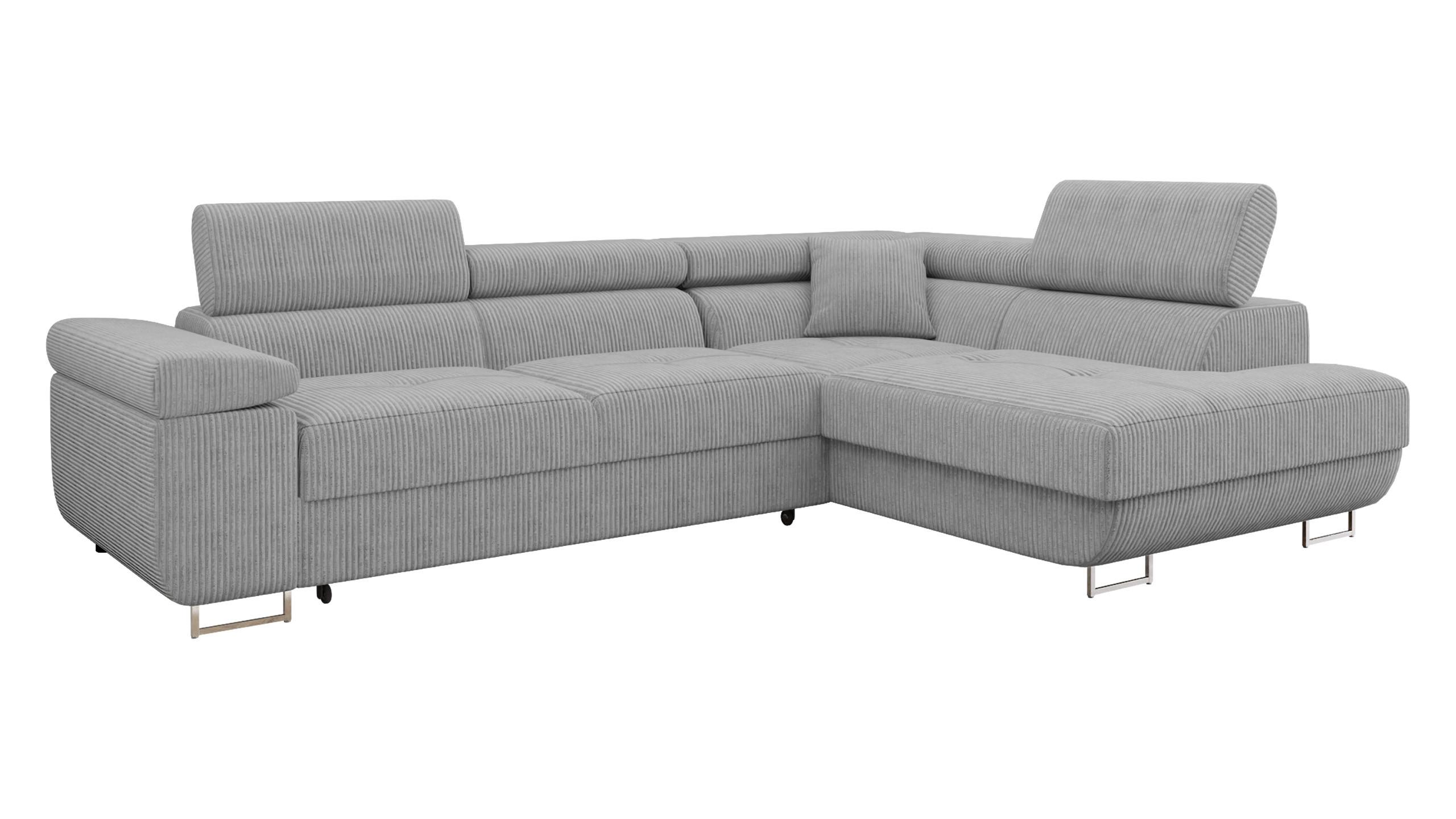ECKSOFA Torezio Cord, Seite: Rechts - Grau, Holz/Textil (203/274cm) - MIRJAN24