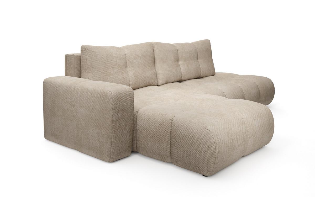 ECKSOFA DUCA L-S Beige Chenille mit Schlaffunktion - Sandfarben, Holz (266.5/266.5cm) - MASSENO