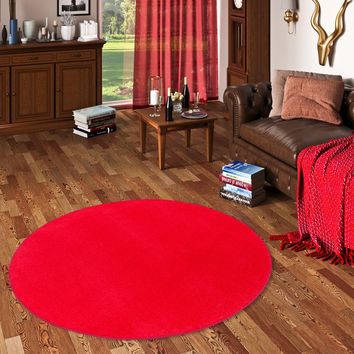 TREND VELOURS TEPPICH JOY RUND - Kirschrot, Textil (100/100cm) - Snapstyle